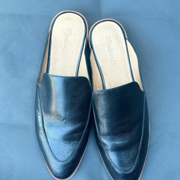 Madewell The Frances Loafer Mule Sandal Women's 9.5 Black Leather Slip On Flat - Picture 3 of 6